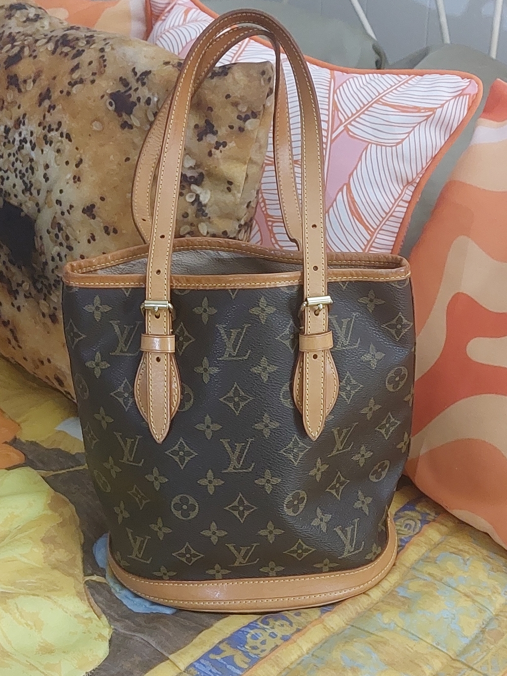 Louis Vuitton Monogram Canvas Bucket Tote with Vachetta Trim